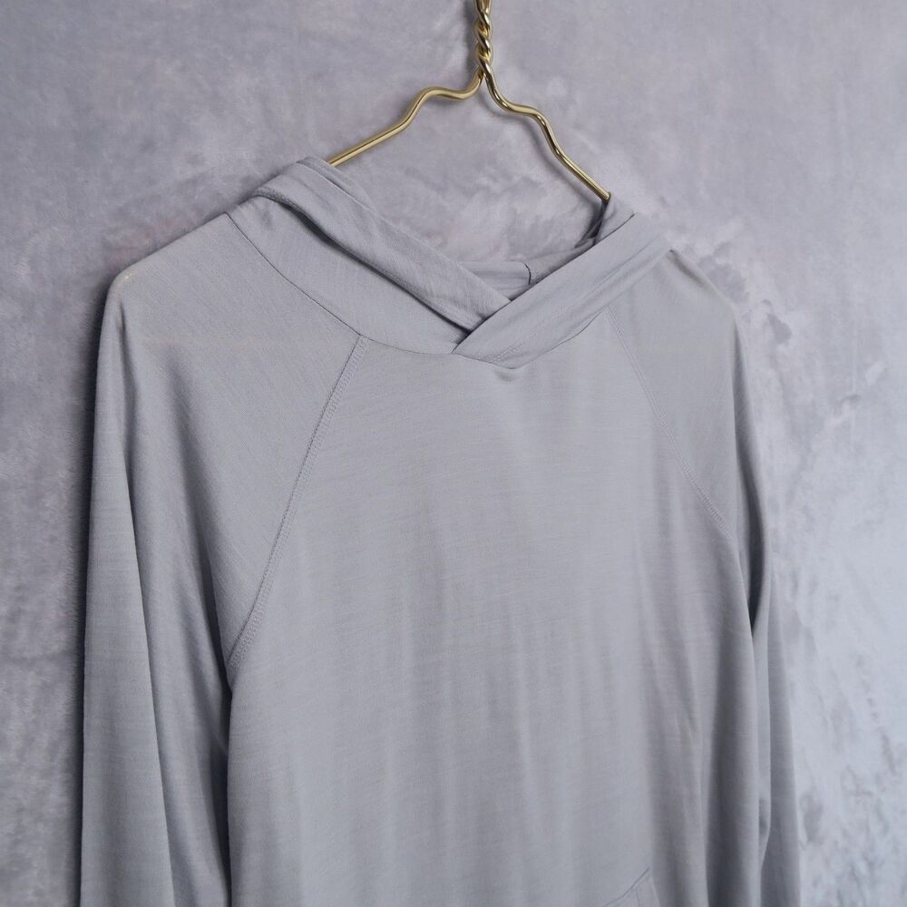WOOL& WOOLAND Gray Trek Tunic Hoodie Size L Merino Wool Blend Outdoor Relaxed - Picture 5 of 8